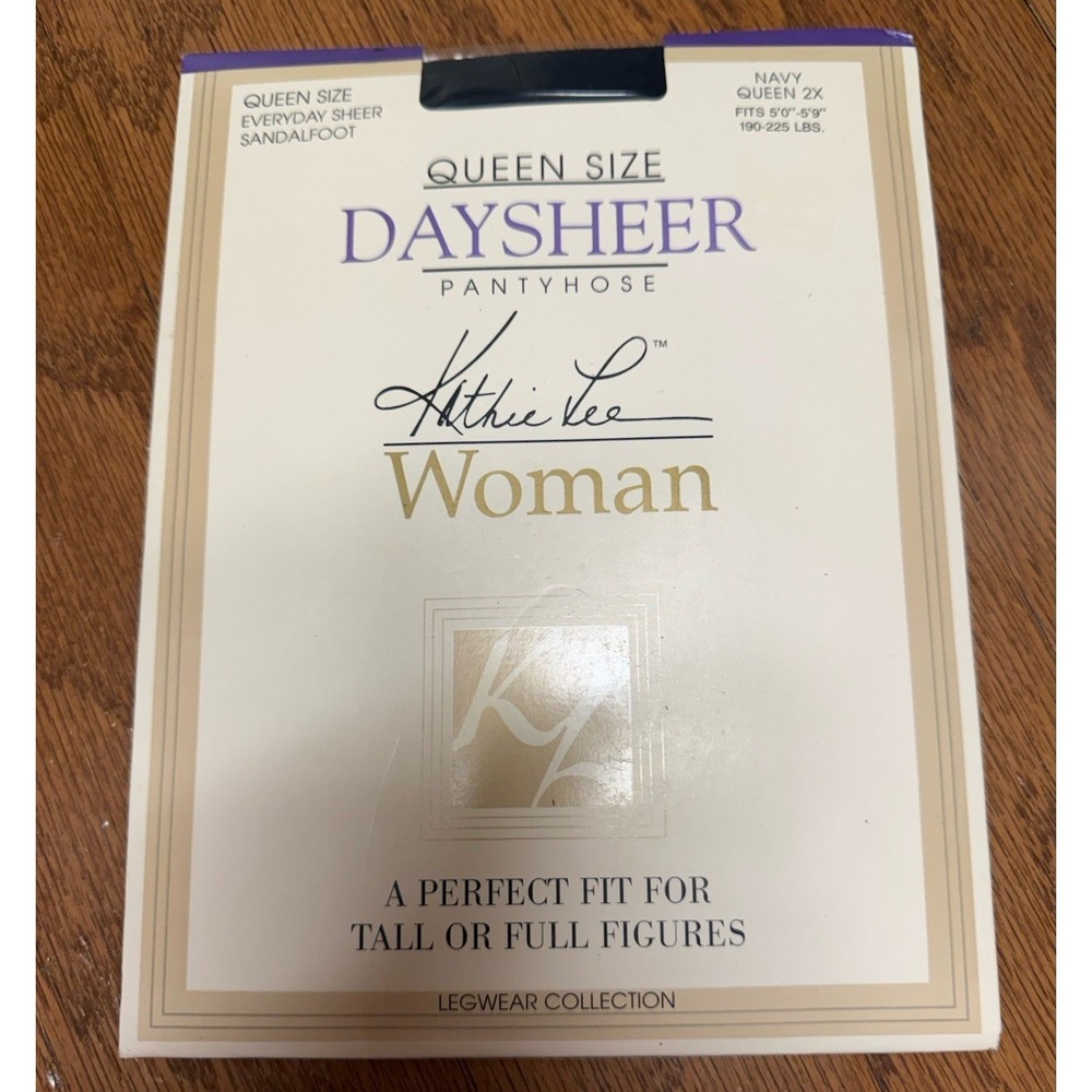 Kathie‎ Lee Woman Daysheer Queen Size 2X Navy Sandalfoot Pantyhose NEW!